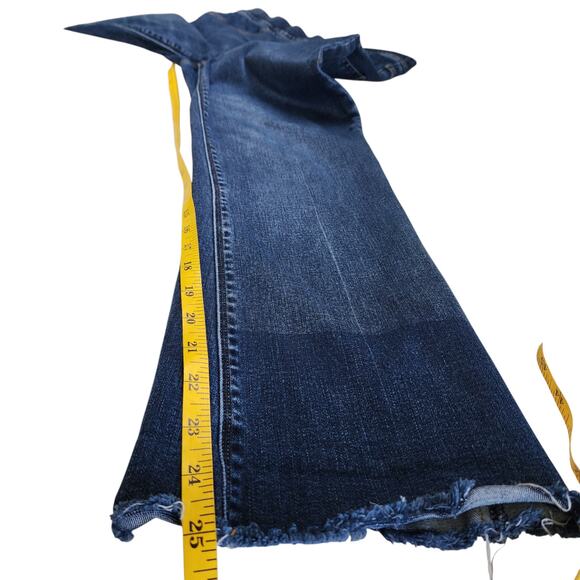 Spanx Womens Cropped Flare Denim Jeans Size Small Dip Dye Hem Pull On High Rise - Picture 11 of 12